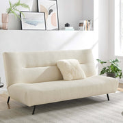 Sofa Bed Fluffy Cream Boucle 2 Seater - Cirrus Bargainia