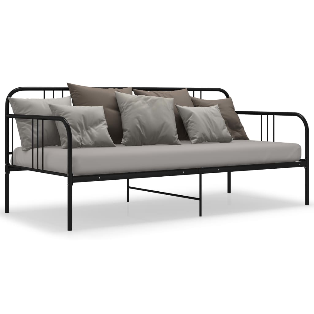 Sofa Bed Frame without Mattress Black Metal 90x200 cm - Bargainia.com - 