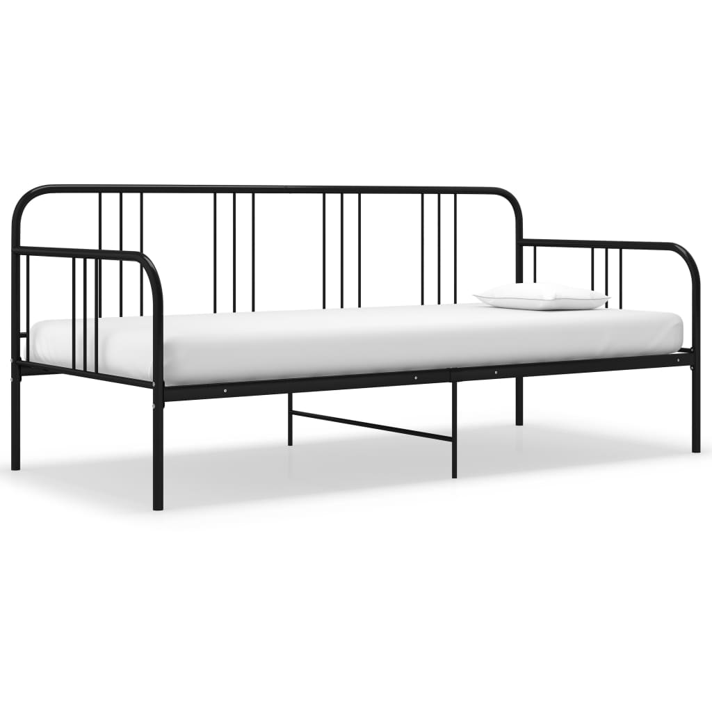 Sofa Bed Frame without Mattress Black Metal 90x200 cm - Bargainia.com - 