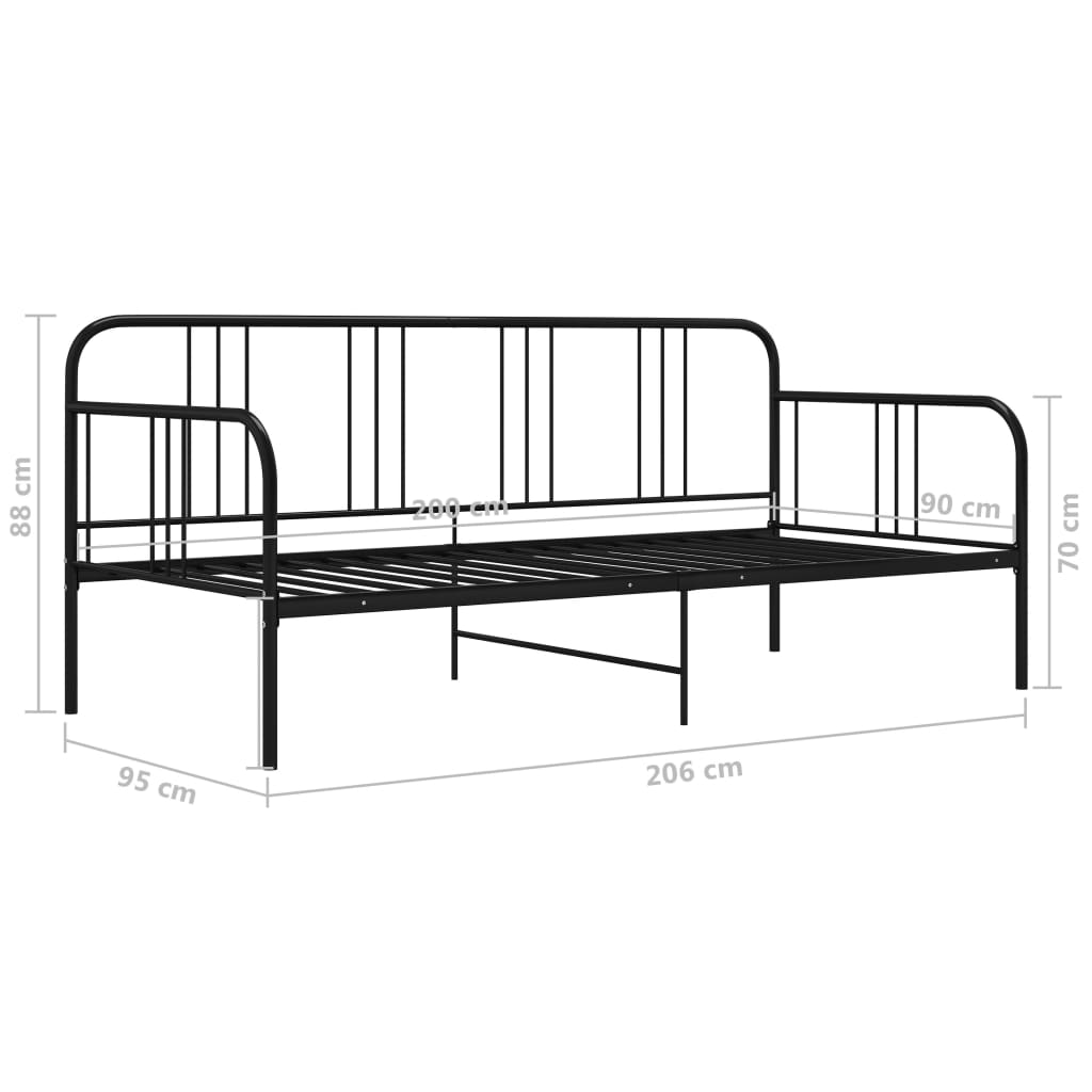 Sofa Bed Frame without Mattress Black Metal 90x200 cm - Bargainia.com - 