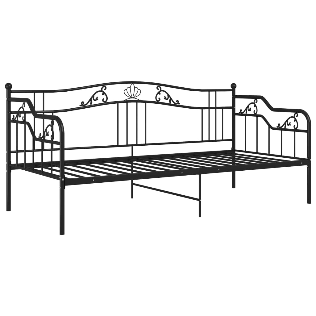 Sofa Bed Frame without Mattress Black Metal 90x200 cm - Bargainia.com - 