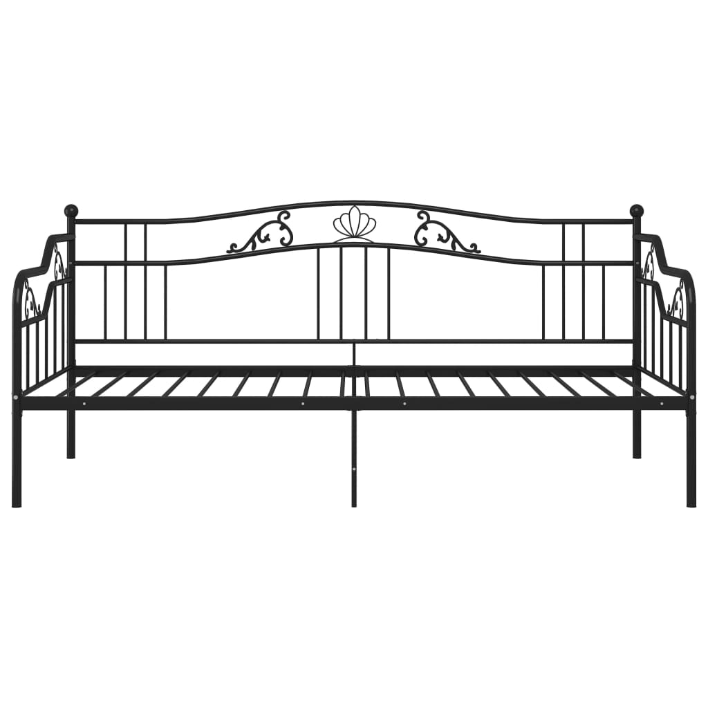 Sofa Bed Frame without Mattress Black Metal 90x200 cm - Bargainia.com - 
