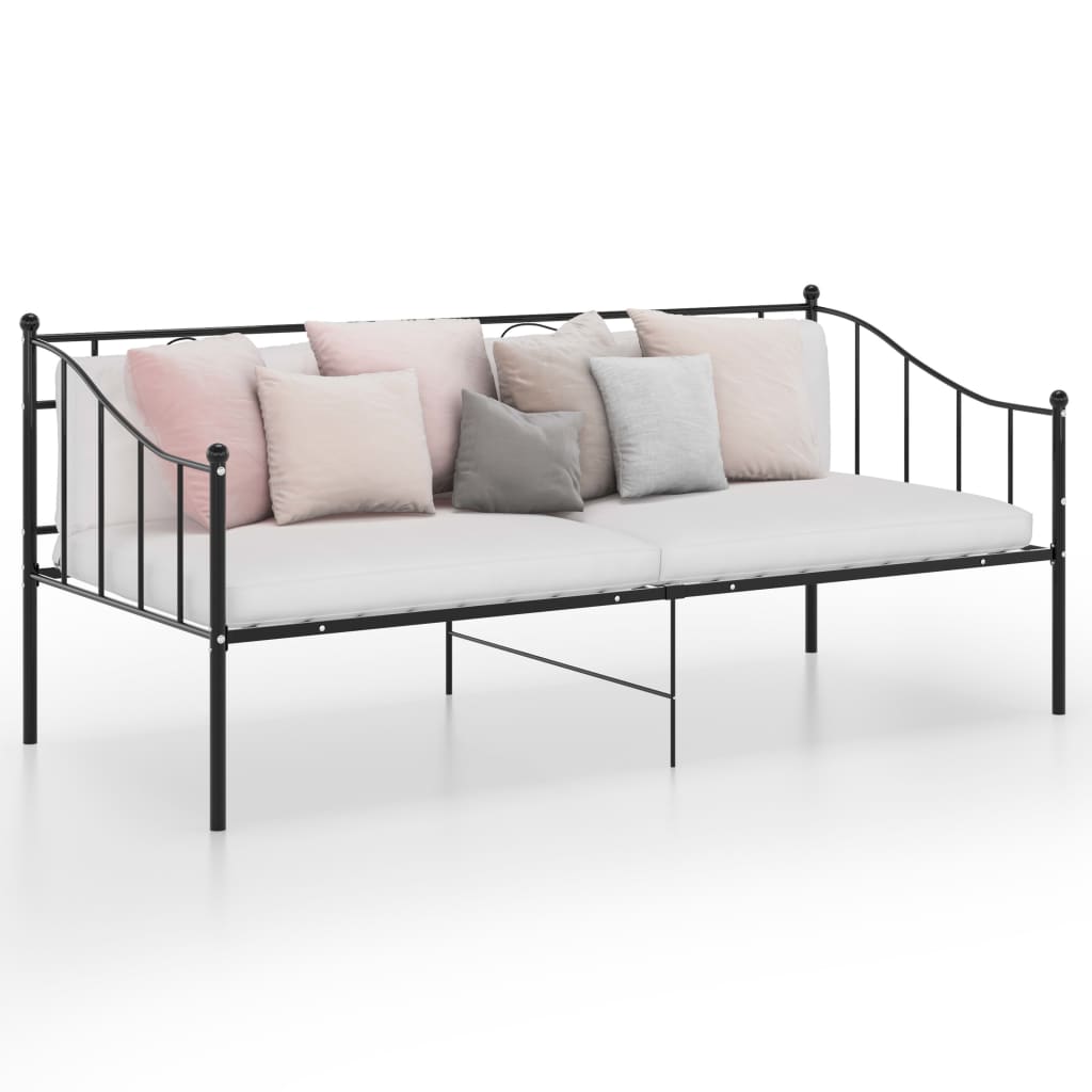 Sofa Bed Frame without Mattress Black Metal 90x200 cm - Bargainia.com - 
