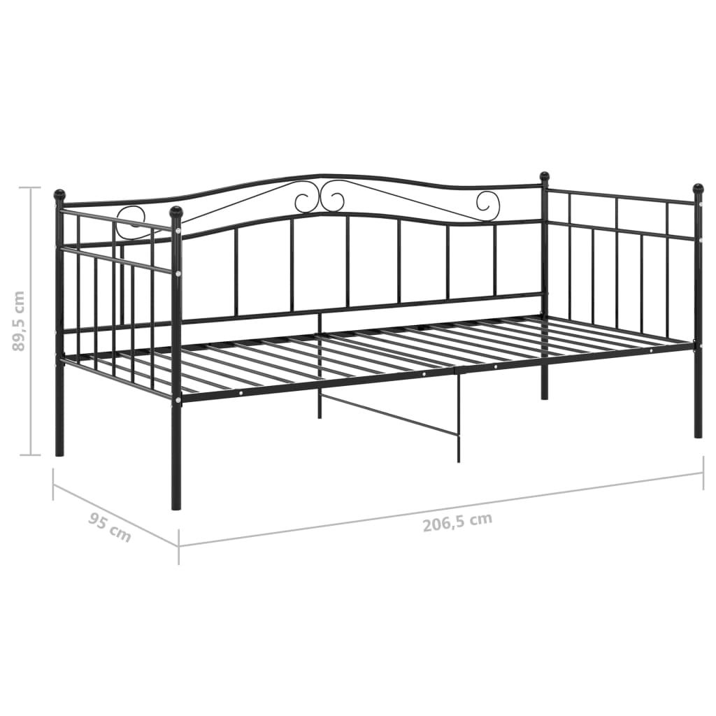 Sofa Bed Frame without Mattress Black Metal 90x200 cm - Bargainia.com - 