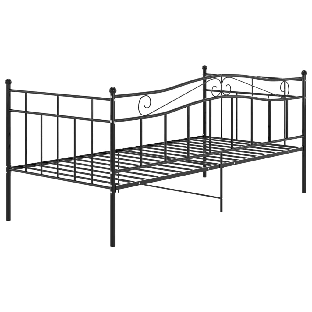 Sofa Bed Frame without Mattress Black Metal 90x200 cm - Bargainia.com - 