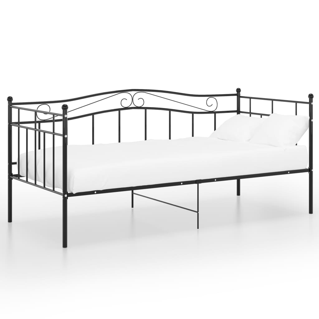 Sofa Bed Frame without Mattress Black Metal 90x200 cm - Bargainia.com - 