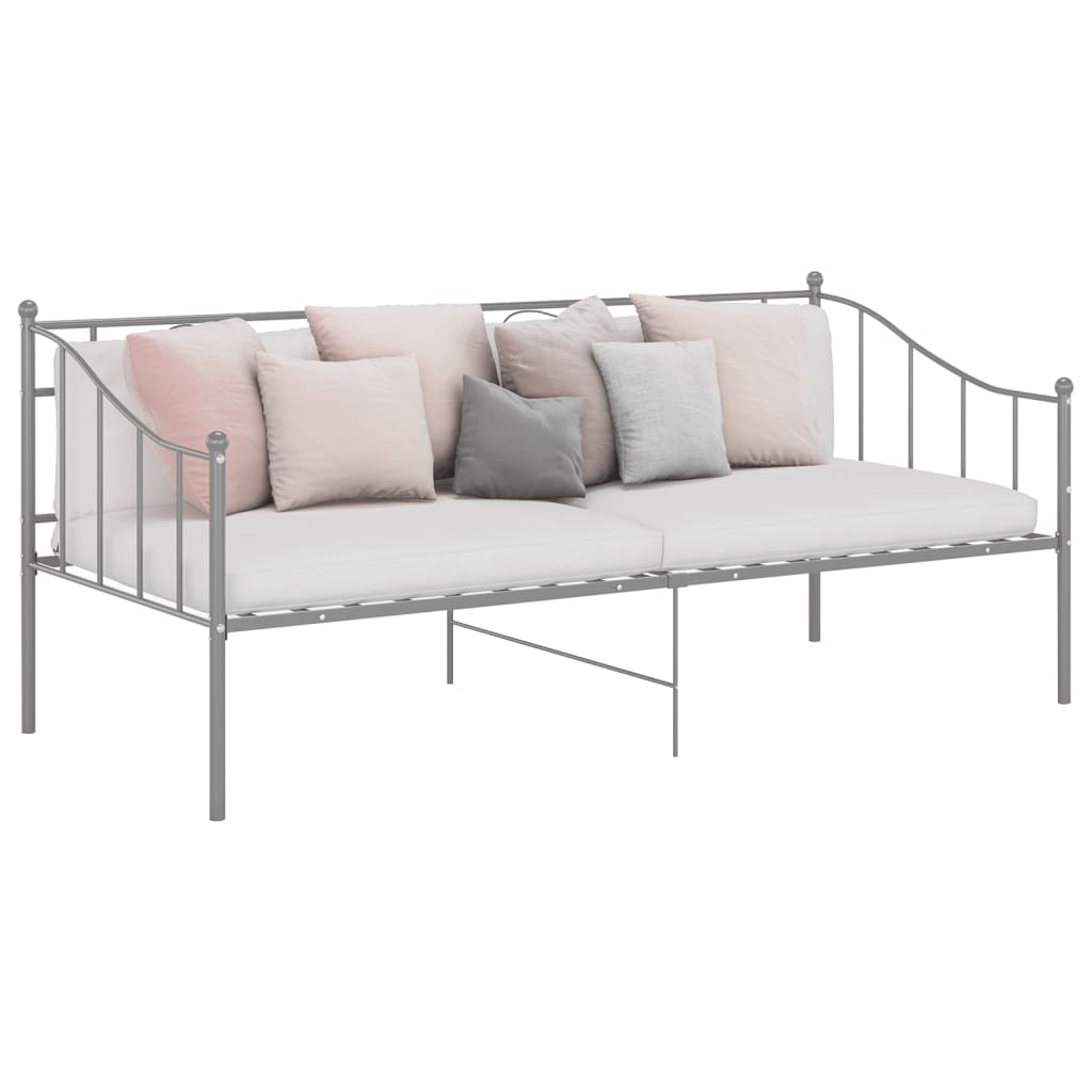 Sofa Bed Frame without Mattress Grey Metal 90x200 cm - Bargainia.com - 