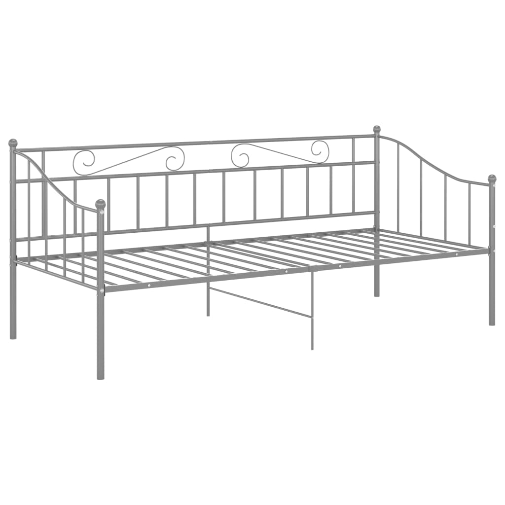Sofa Bed Frame without Mattress Grey Metal 90x200 cm - Bargainia.com - 