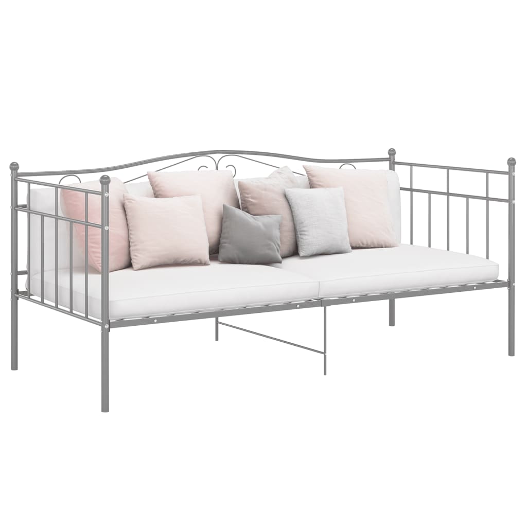 Sofa Bed Frame without Mattress Grey Metal 90x200 cm - Bargainia.com - 