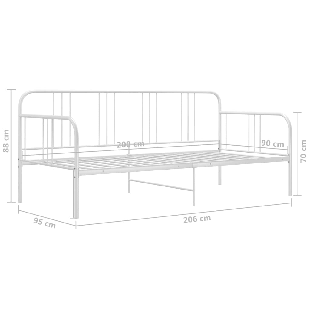 Sofa Bed Frame without Mattress White Metal 90x200 cm - Bargainia.com - 