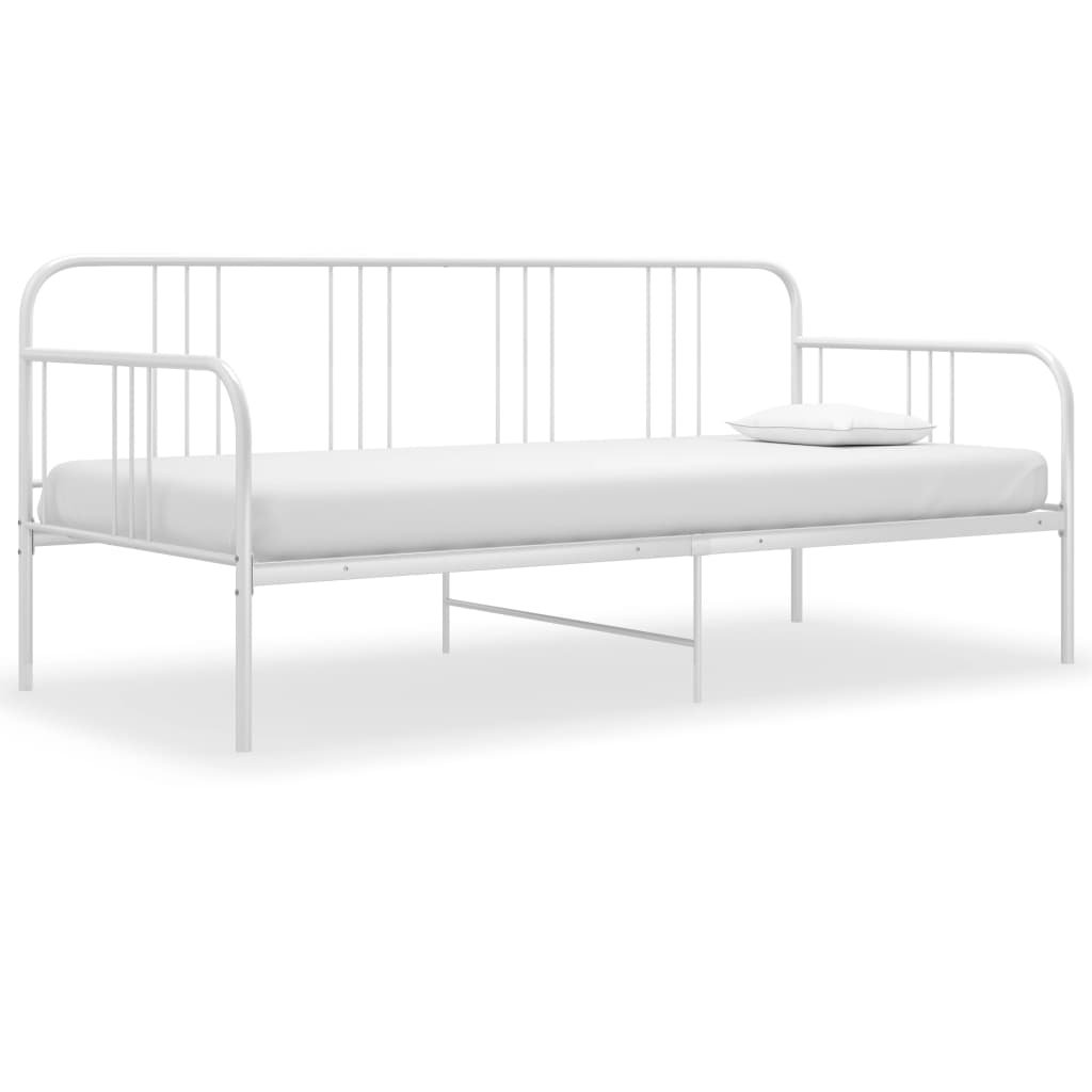 Sofa Bed Frame without Mattress White Metal 90x200 cm - Bargainia.com - 