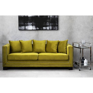 Sofia 3 Seat Moss Velvet Sofa - Bargainia.com - 