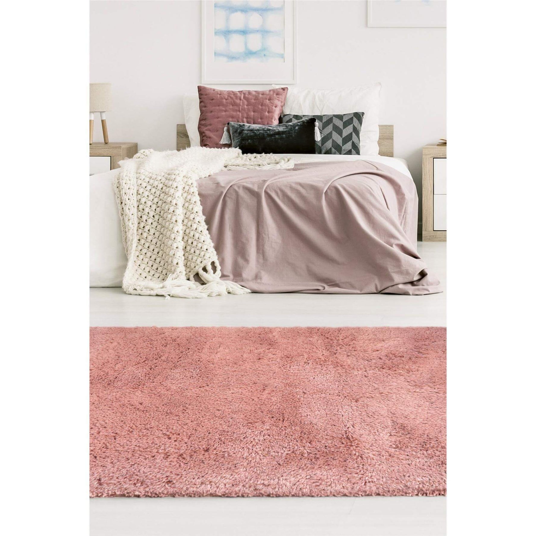 Soft Washable Pink Shaggy Rug | SA - 07 - Bargainia.com - 