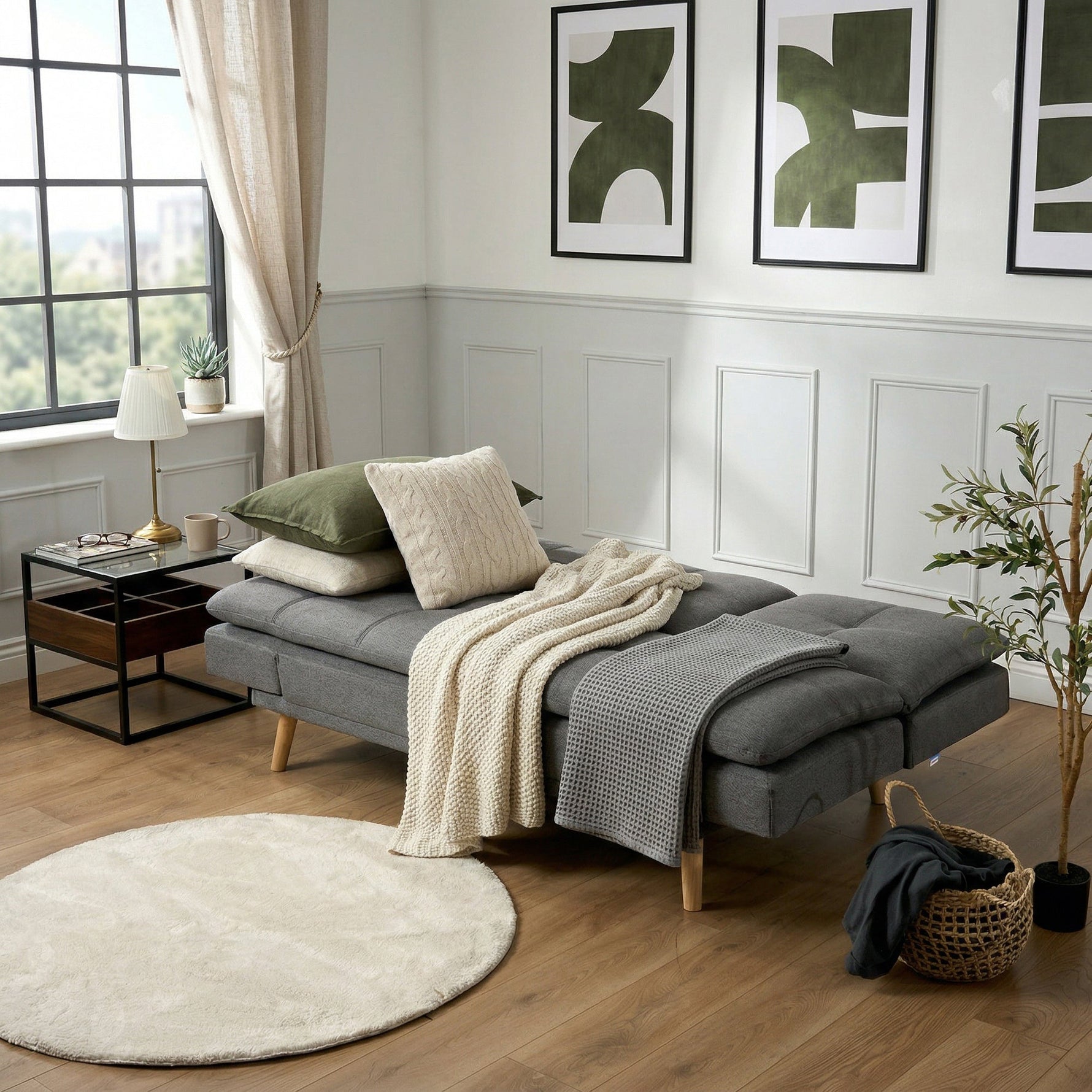 Soho Click Clack Sofa Bed | 4 - in - 1 Convertible 3 Seater | Dark Grey - Bargainia.com - 5056150286233