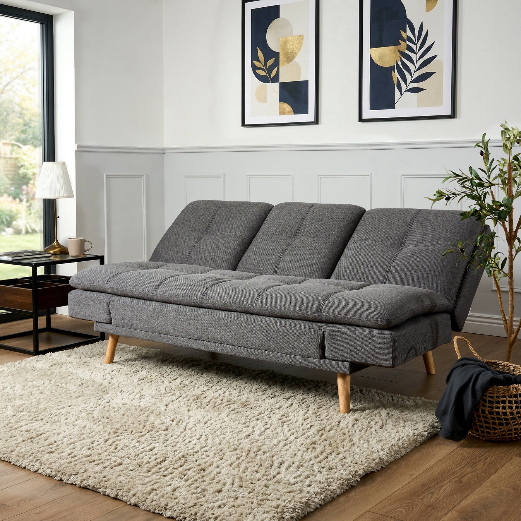 Soho Click Clack Sofa Bed | 4 - in - 1 Convertible 3 Seater | Dark Grey - Bargainia.com - 5056150286233
