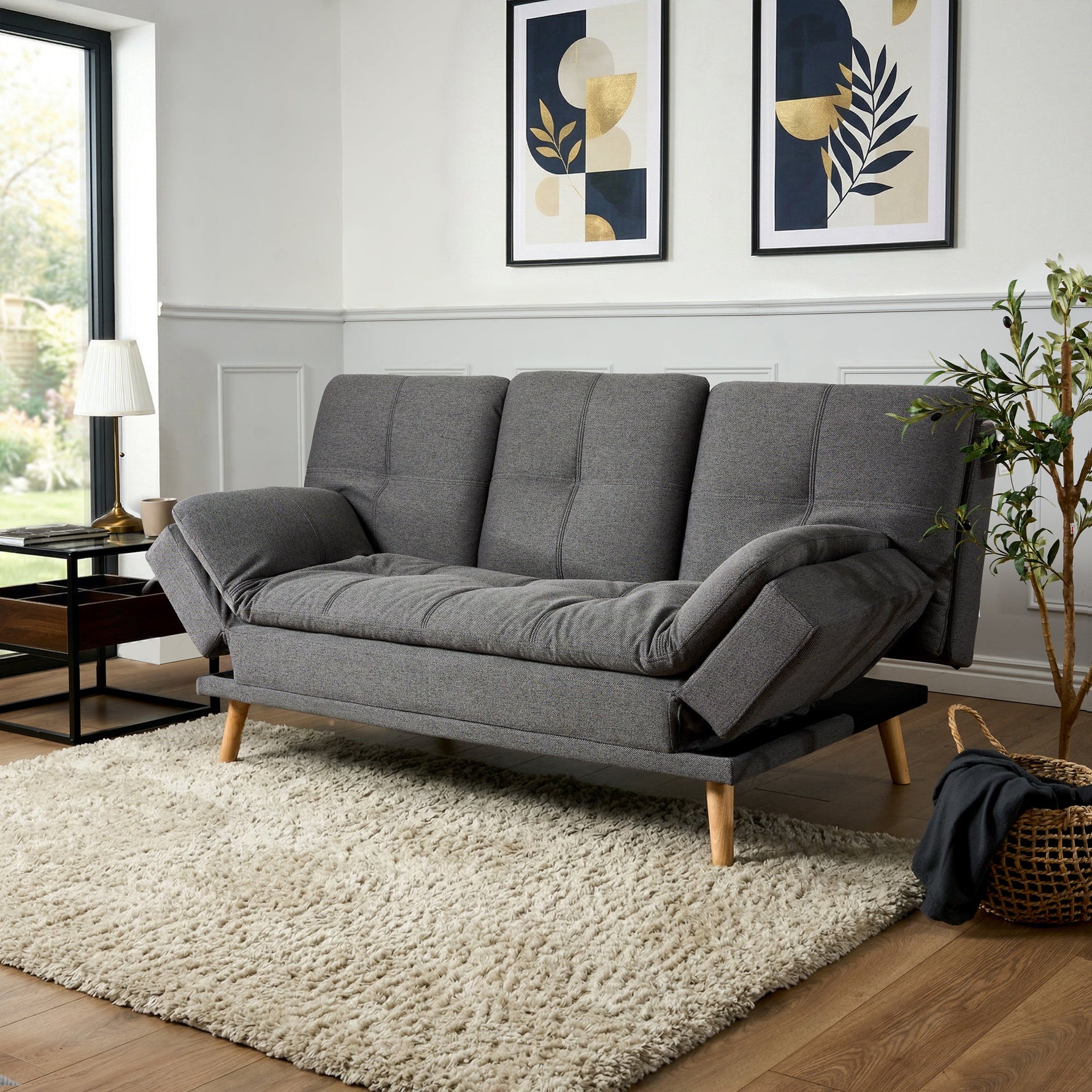 Soho Click Clack Sofa Bed | 4 - in - 1 Convertible 3 Seater | Dark Grey - Bargainia.com - 5056150286233