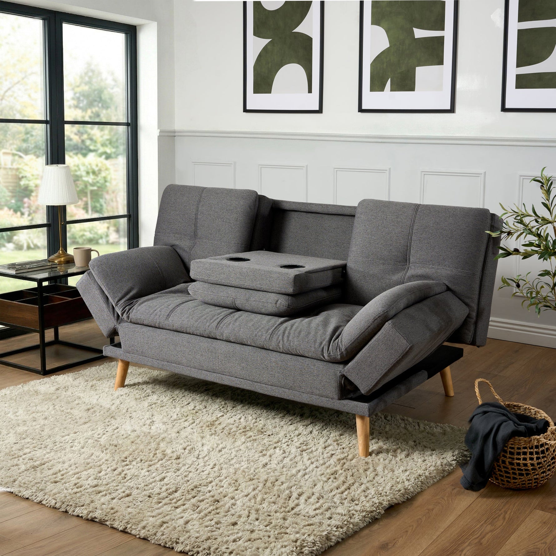 Soho Click Clack Sofa Bed | 4 - in - 1 Convertible 3 Seater | Dark Grey - Bargainia.com - 5056150286233