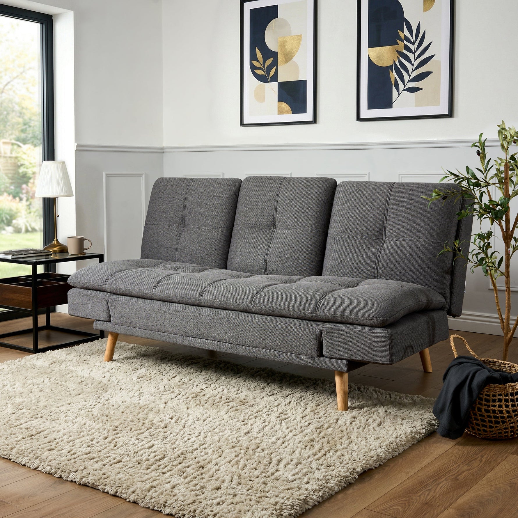 Soho Click Clack Sofa Bed | 4 - in - 1 Convertible 3 Seater | Dark Grey - Bargainia.com - 5056150286233