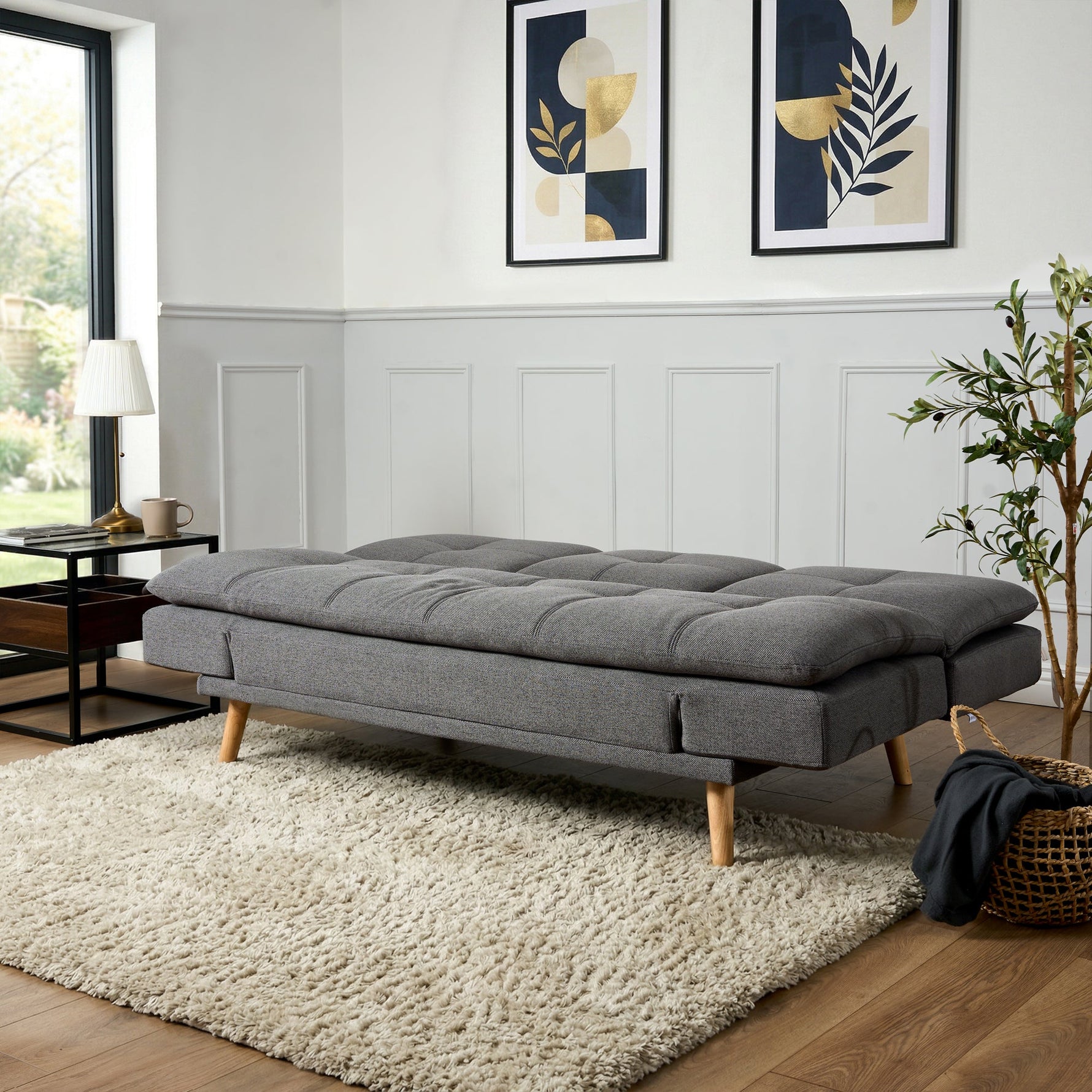 Soho Click Clack Sofa Bed | 4 - in - 1 Convertible 3 Seater | Dark Grey - Bargainia.com - 5056150286233