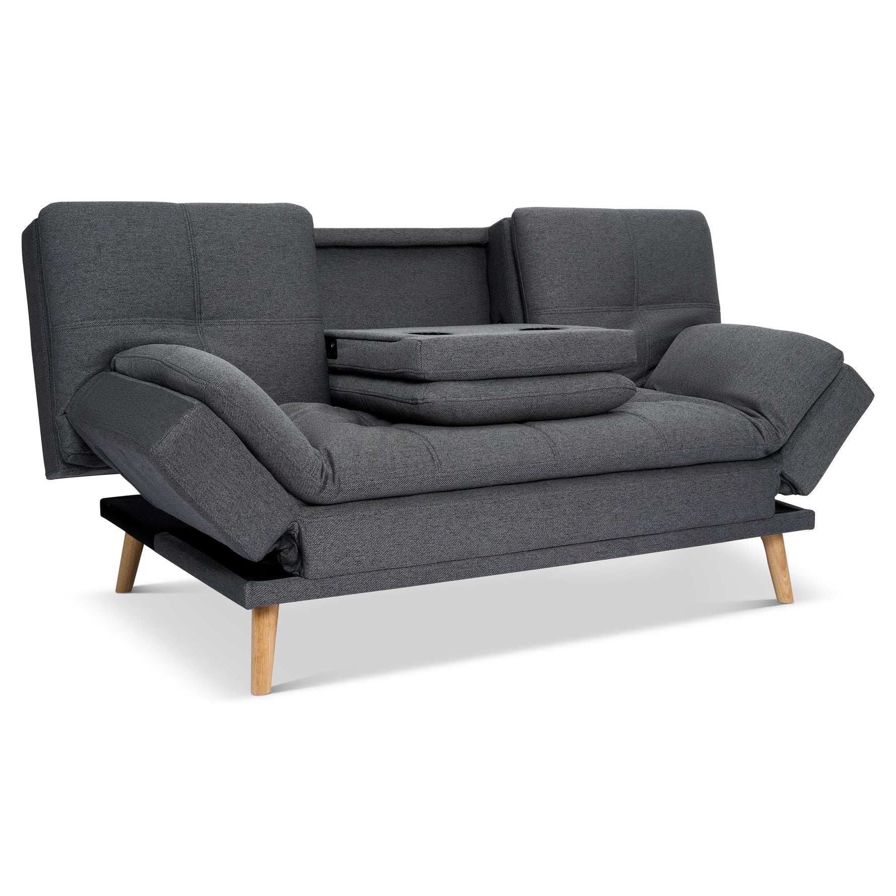 Soho Click Clack Sofa Bed | 4 - in - 1 Convertible 3 Seater | Dark Grey - Bargainia.com - 5056150286233