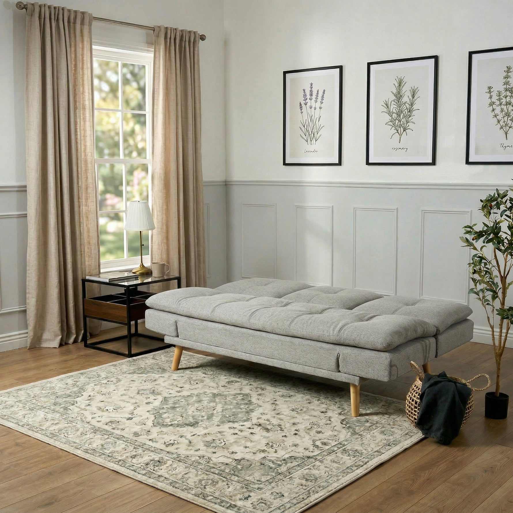 Soho Click Clack Sofa Bed | 4 - in - 1 Convertible 3 Seater | Light Grey - Bargainia.com - 5056150286219