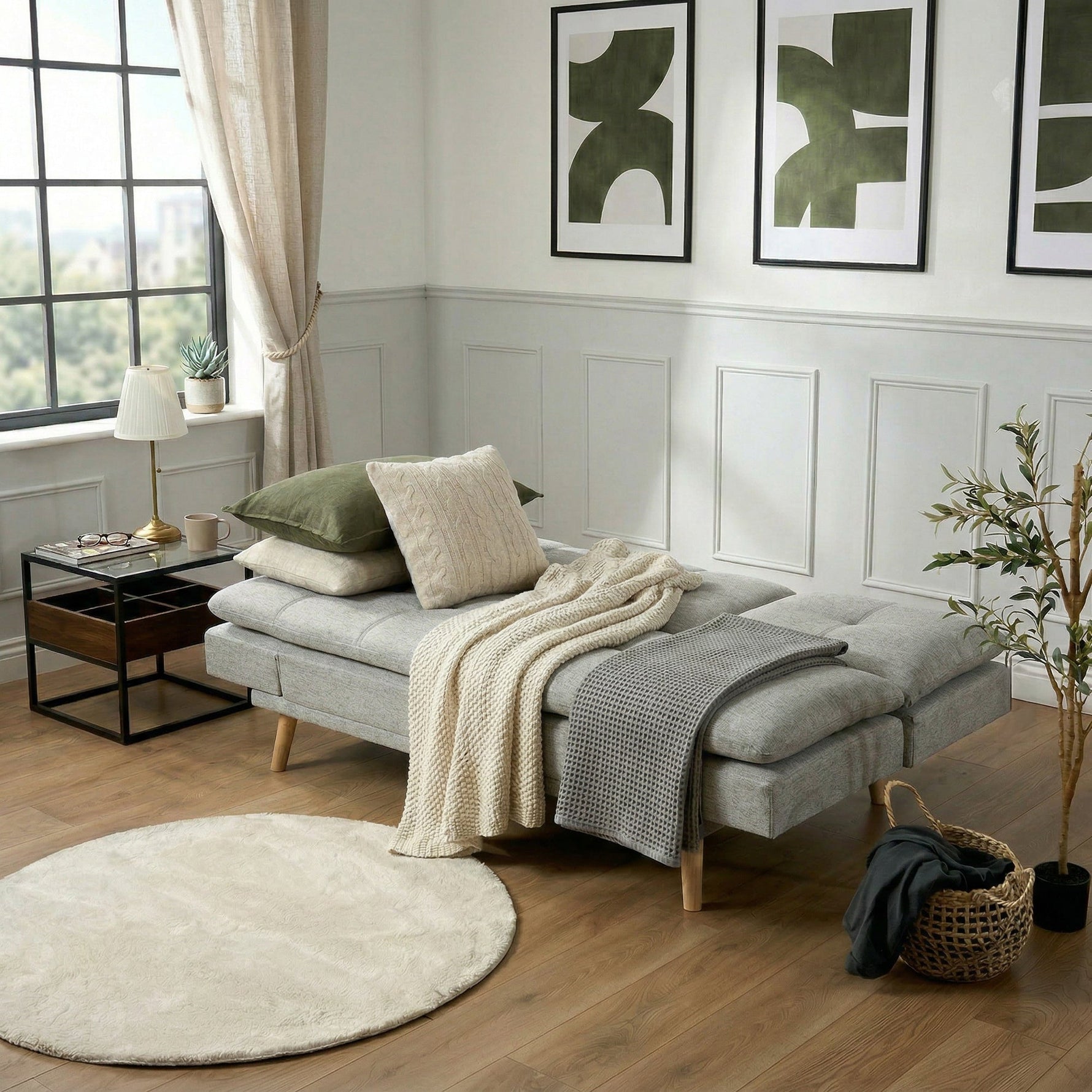 Soho Click Clack Sofa Bed | 4 - in - 1 Convertible 3 Seater | Light Grey - Bargainia.com - 5056150286219