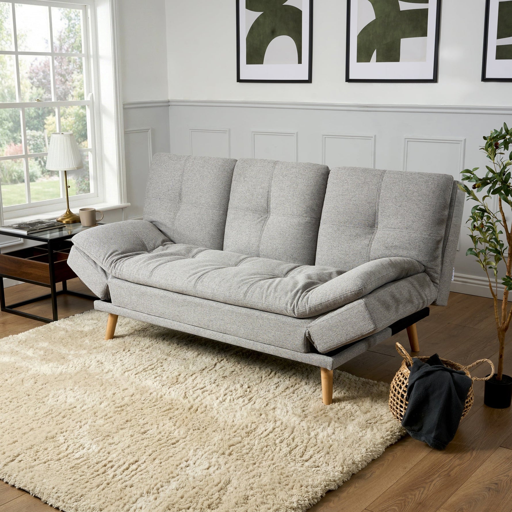 Soho Click Clack Sofa Bed | 4 - in - 1 Convertible 3 Seater | Light Grey - Bargainia.com - 5056150286219