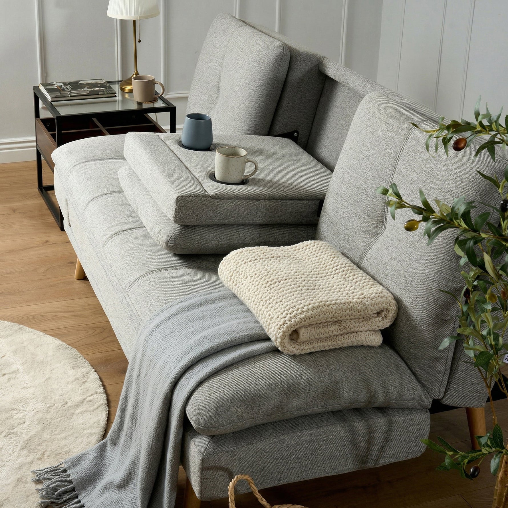 Soho Click Clack Sofa Bed | 4 - in - 1 Convertible 3 Seater | Light Grey - Bargainia.com - 5056150286219