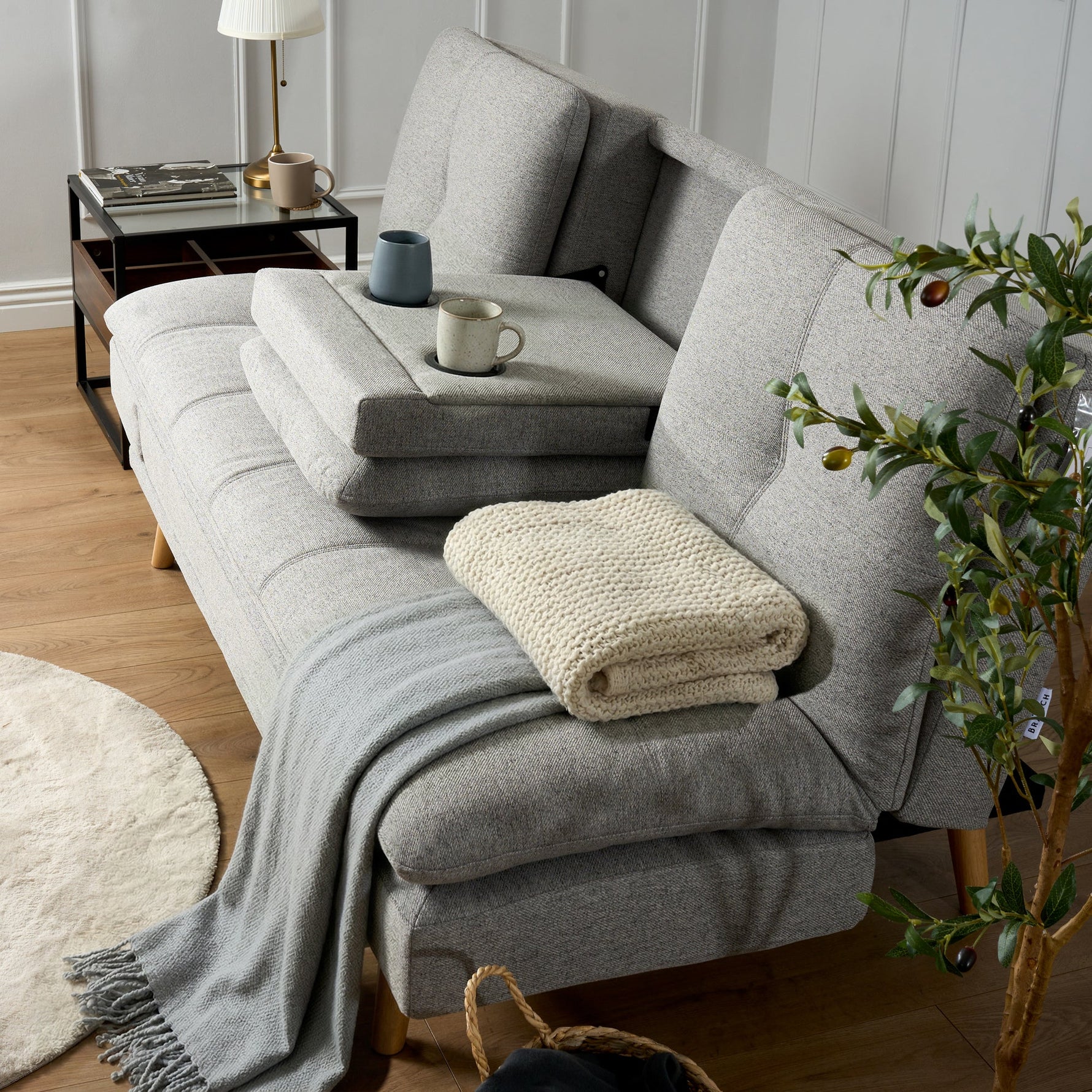 Soho Click Clack Sofa Bed | 4 - in - 1 Convertible 3 Seater | Light Grey - Bargainia.com - 5056150286219