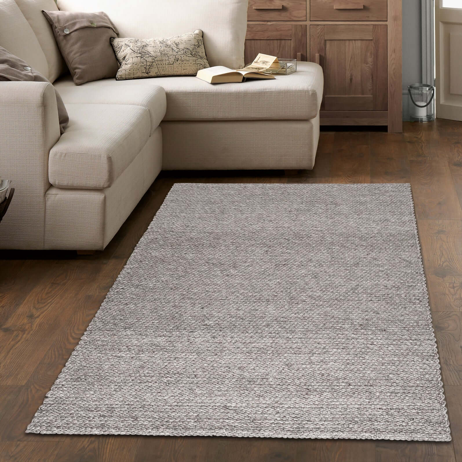 Solid Design Recycled Low Pile Eco Rug | Jaya - Bargainia.com - 