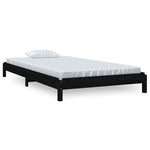 Stack Bed without Mattress Black 90x200 cm Solid Wood Pine - Bargainia.com - 