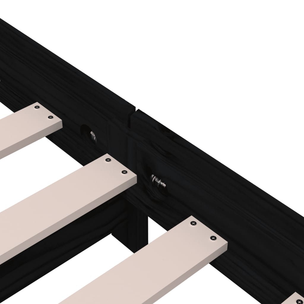 Stack Bed without Mattress Black 90x200 cm Solid Wood Pine - Bargainia.com - 