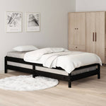 Stack Bed without Mattress Black 90x200 cm Solid Wood Pine - Bargainia.com - 