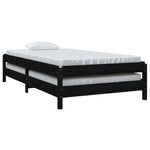 Stack Bed without Mattress Black 90x200 cm Solid Wood Pine - Bargainia.com - 