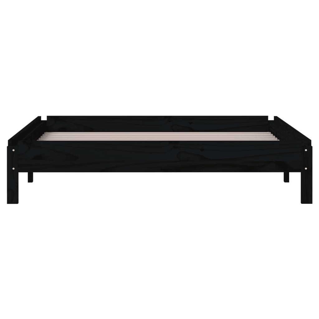 Stack Bed without Mattress Black 90x200 cm Solid Wood Pine - Bargainia.com - 
