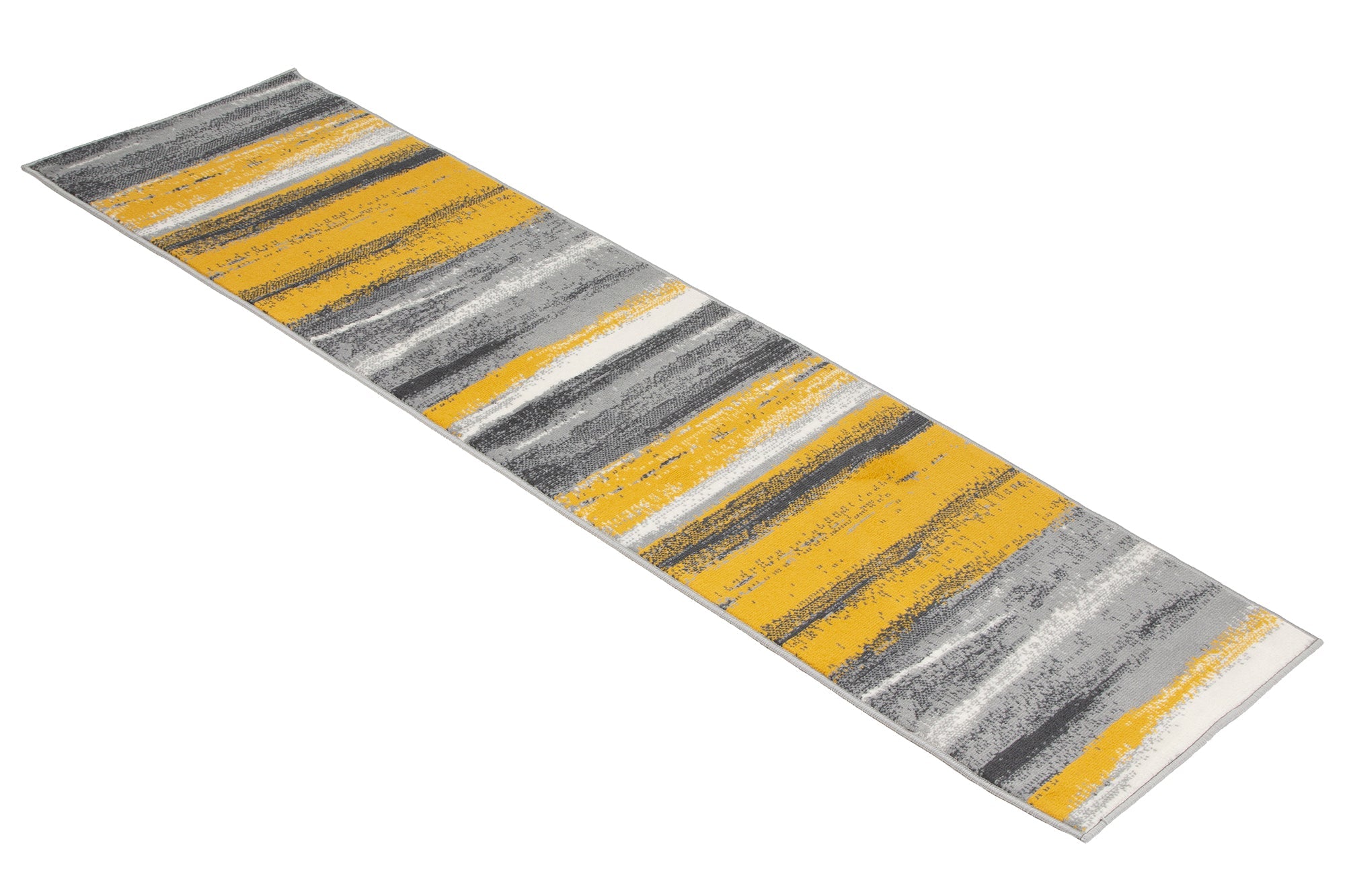 Stair Runner Hard Wearing Kitchen Mat - Texas Abstract Lines Yellow, Grey & White - Bargainia.com -  - RNR-TXS-3194-GB22-01FT-CST