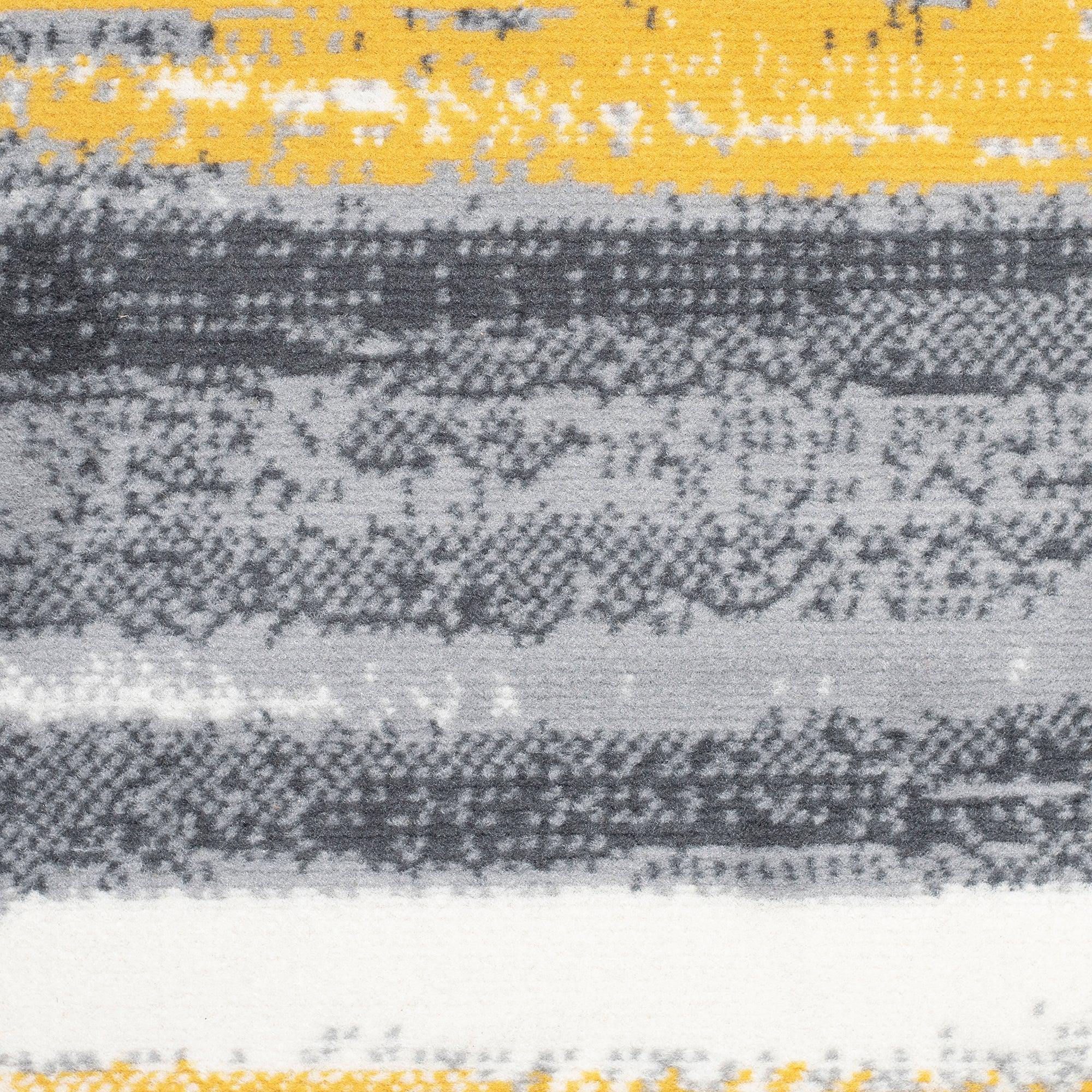 Stair Runner Hard Wearing Kitchen Mat - Texas Abstract Lines Yellow, Grey & White - Bargainia.com -  - RNR-TXS-3194-GB22-01FT-CST