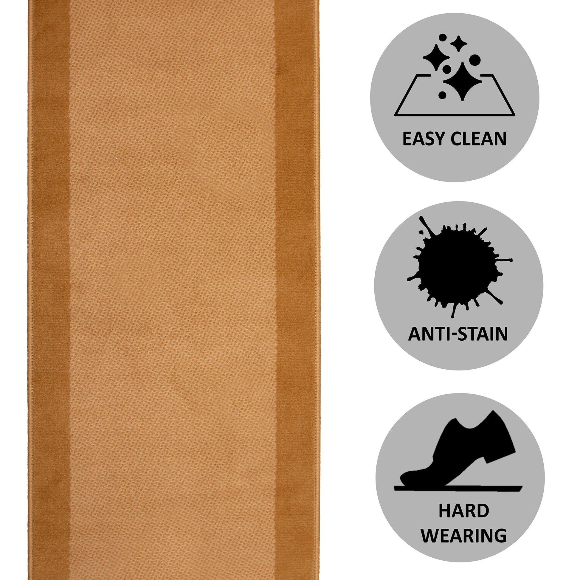 Stair Runner Hard Wearing Kitchen Mat - Texas Beige Border Stair Runner Rug Masters