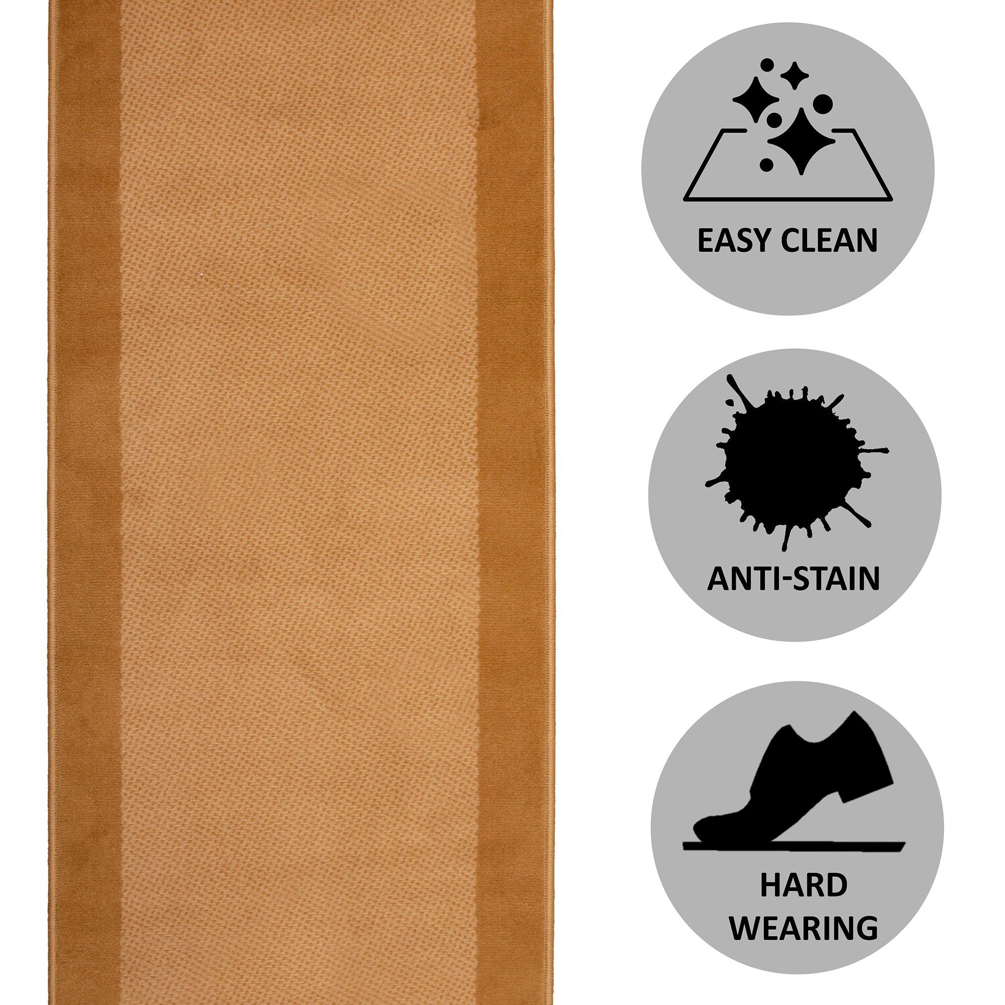 Stair Runner Hard Wearing Kitchen Mat - Texas Beige Border Stair Runner Rug Masters