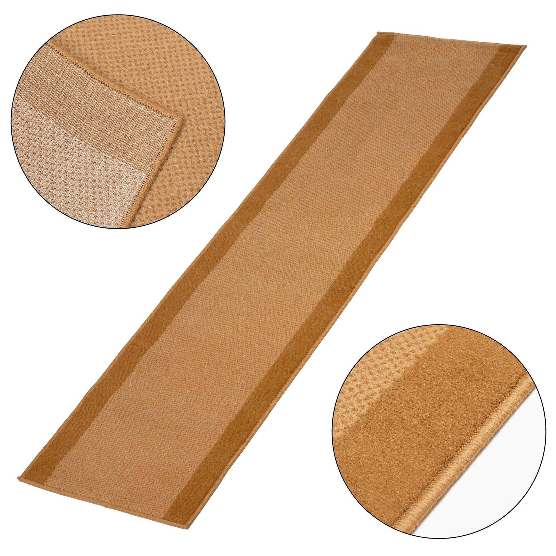 Stair Runner Hard Wearing Kitchen Mat - Texas Beige Border Stair Runner Rug Masters