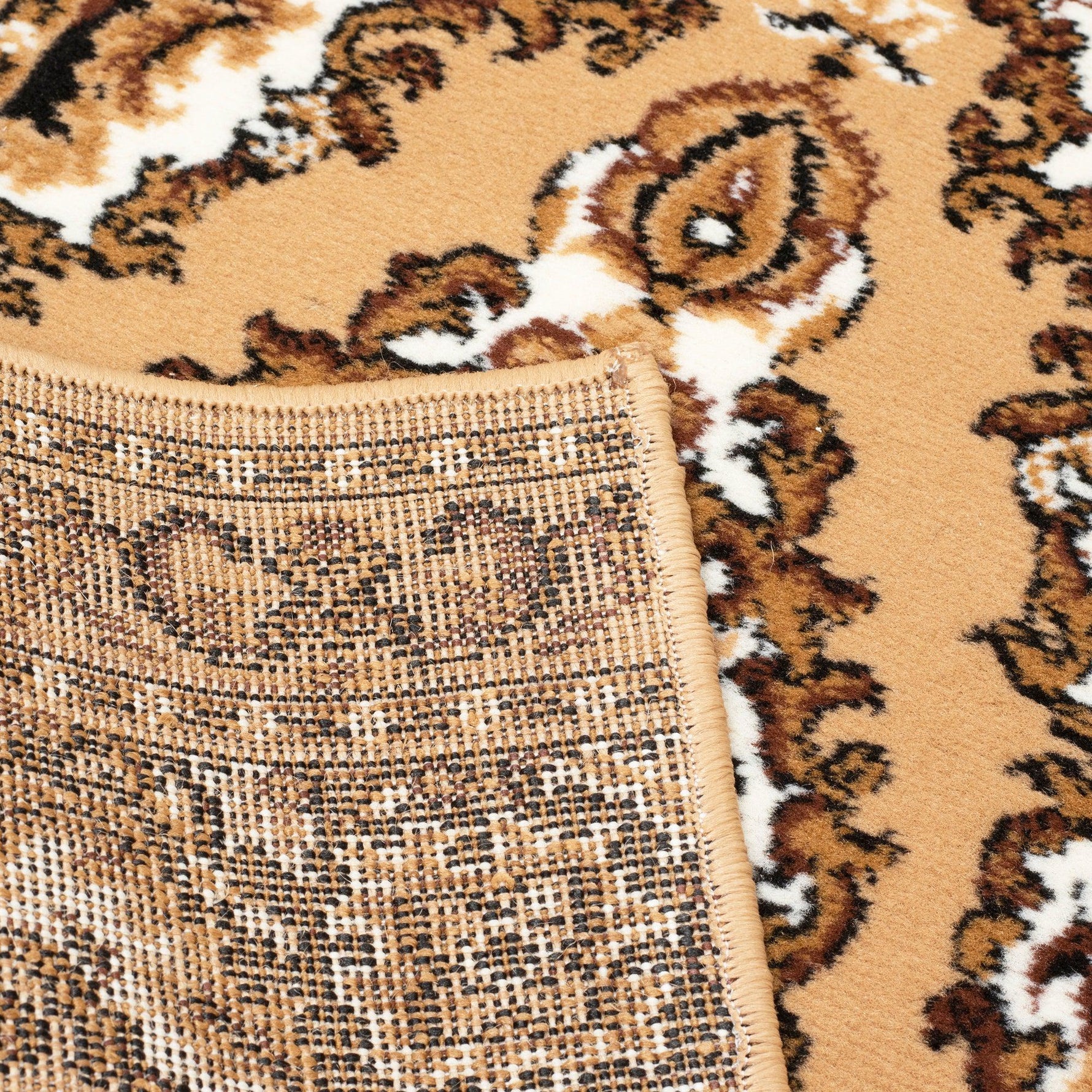 Stair Runner Hard Wearing Kitchen Mat - Texas Beige Traditional Medallion - Bargainia.com - 