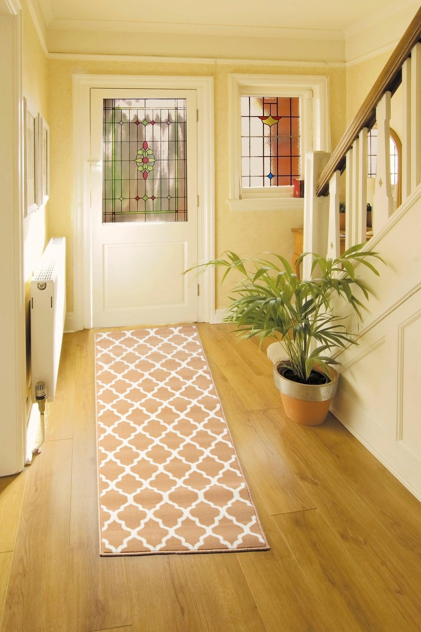 Stair Runner Hard Wearing Kitchen Mat - Texas Beige Trellis - Bargainia.com - 