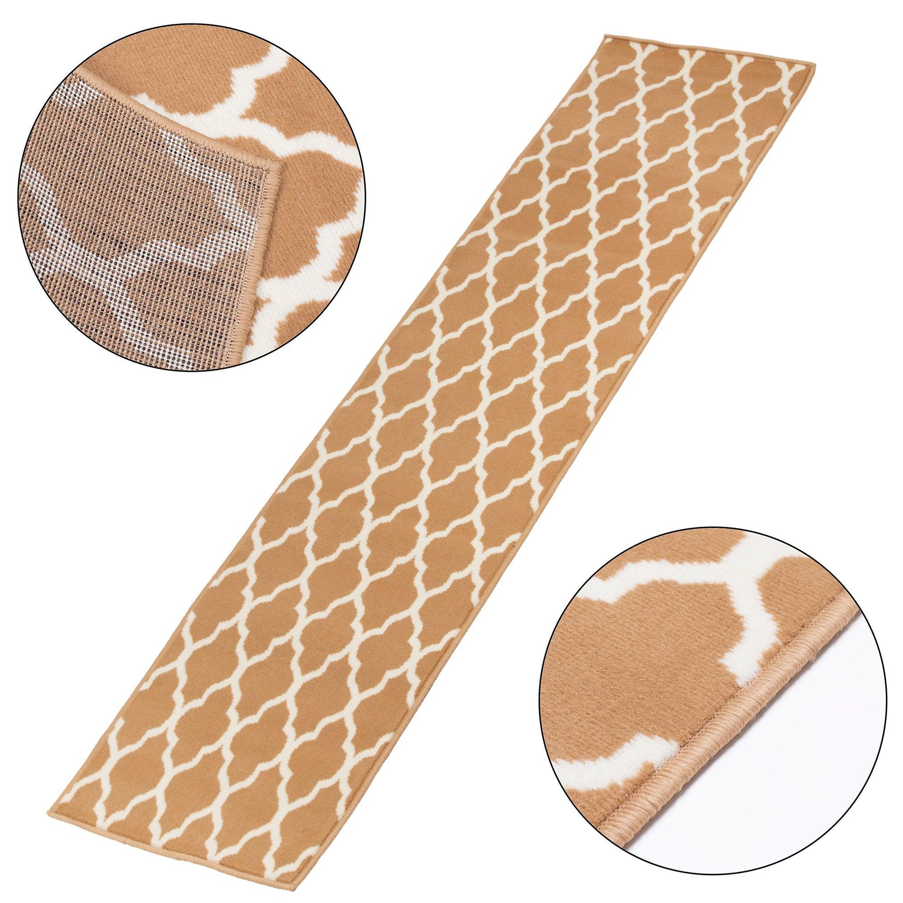 Stair Runner Hard Wearing Kitchen Mat - Texas Beige Trellis - Bargainia.com - 