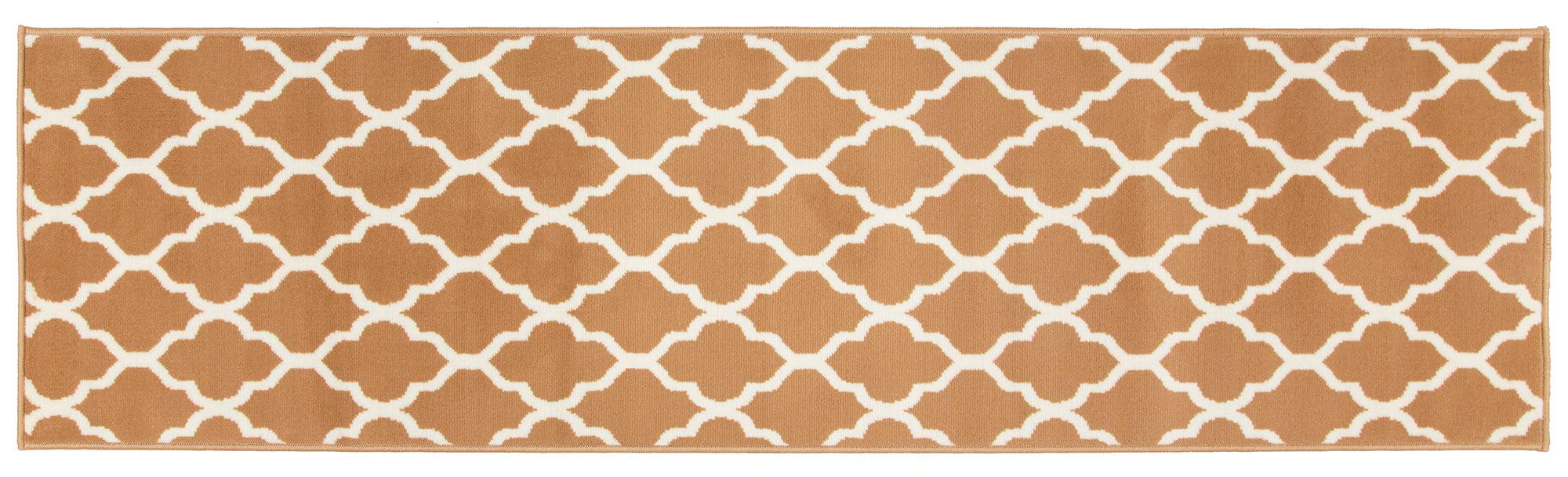 Stair Runner Hard Wearing Kitchen Mat - Texas Beige Trellis Stair Runner Rug Masters