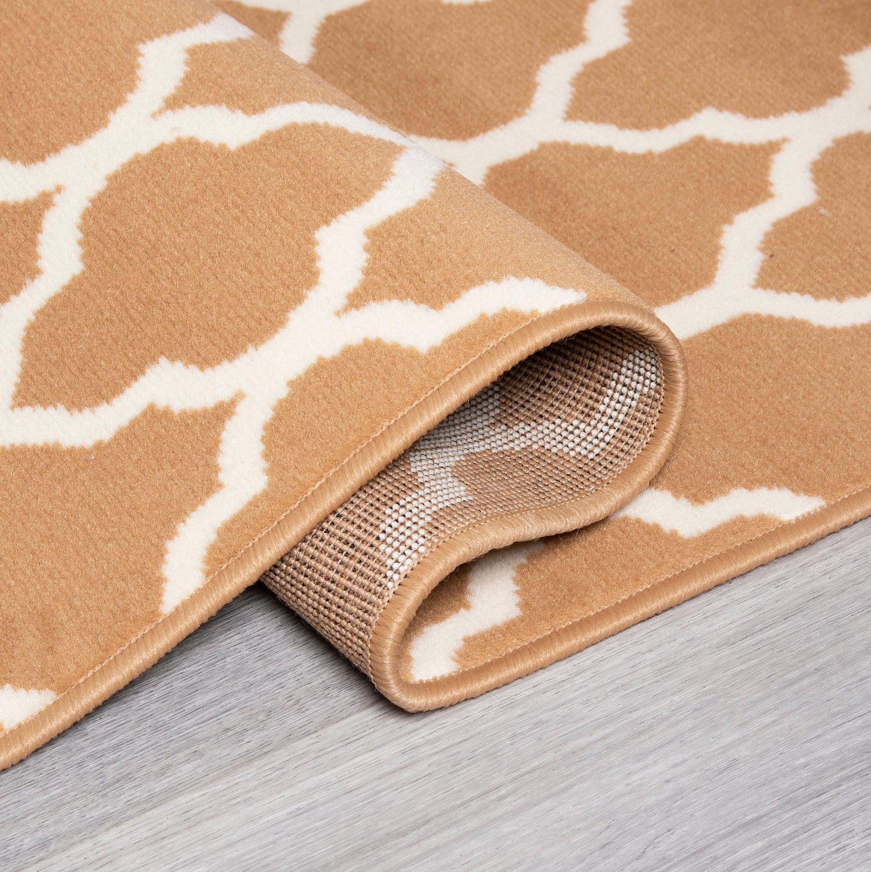 Stair Runner Hard Wearing Kitchen Mat - Texas Beige Trellis - Bargainia.com - 