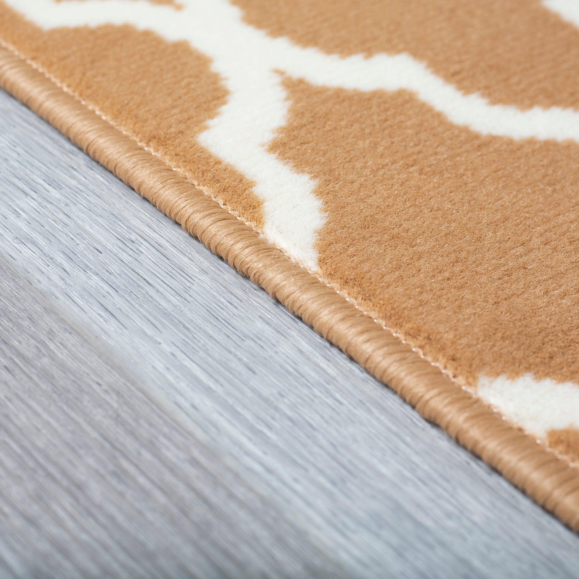 Stair Runner Hard Wearing Kitchen Mat - Texas Beige Trellis Stair Runner Rug Masters