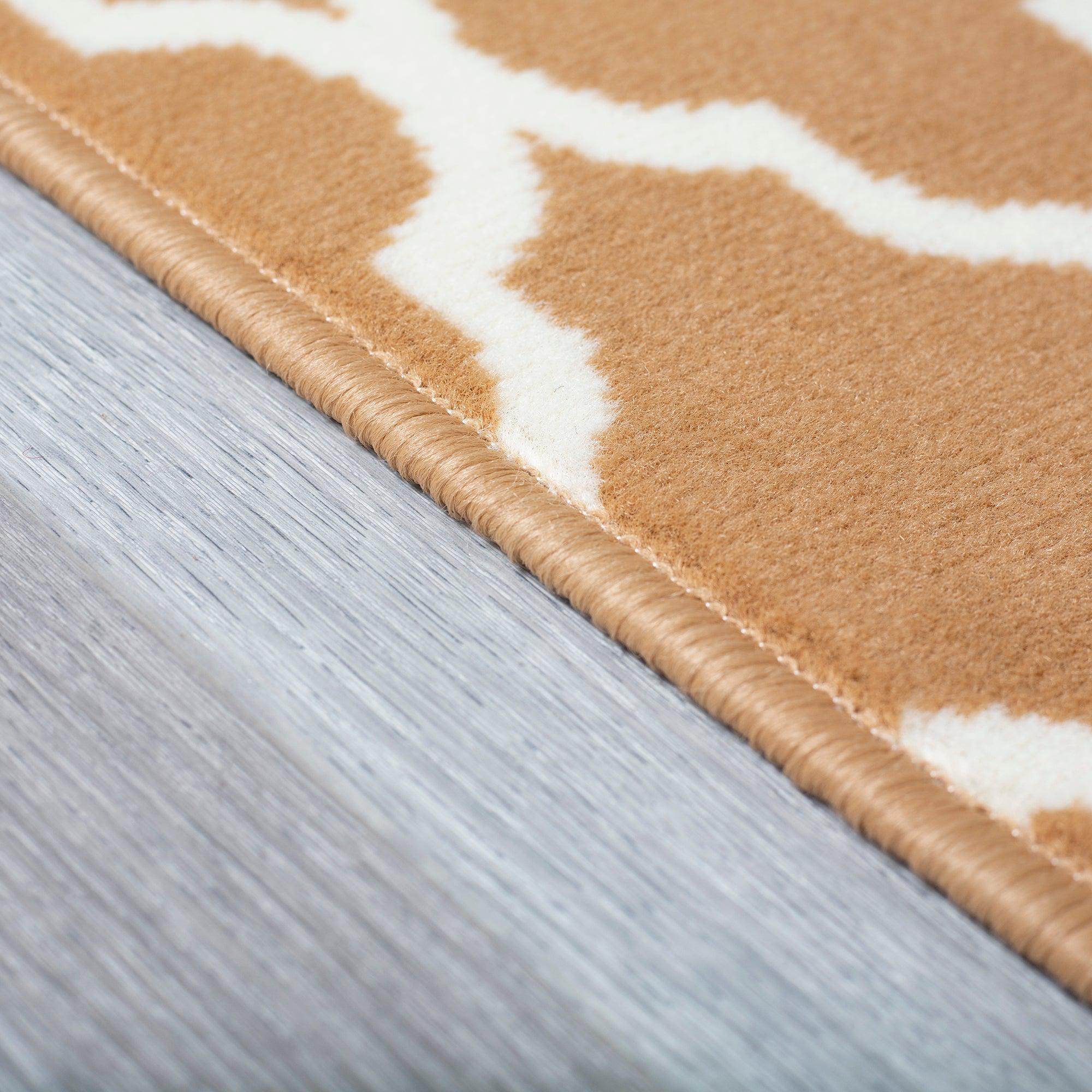 Stair Runner Hard Wearing Kitchen Mat - Texas Beige Trellis Stair Runner Rug Masters