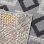 Stair Runner Hard Wearing Kitchen Mat - Texas Geometric Gold, Grey & White - Bargainia.com - 