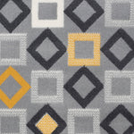 Stair Runner Hard Wearing Kitchen Mat - Texas Geometric Gold, Grey & White - Bargainia.com - 