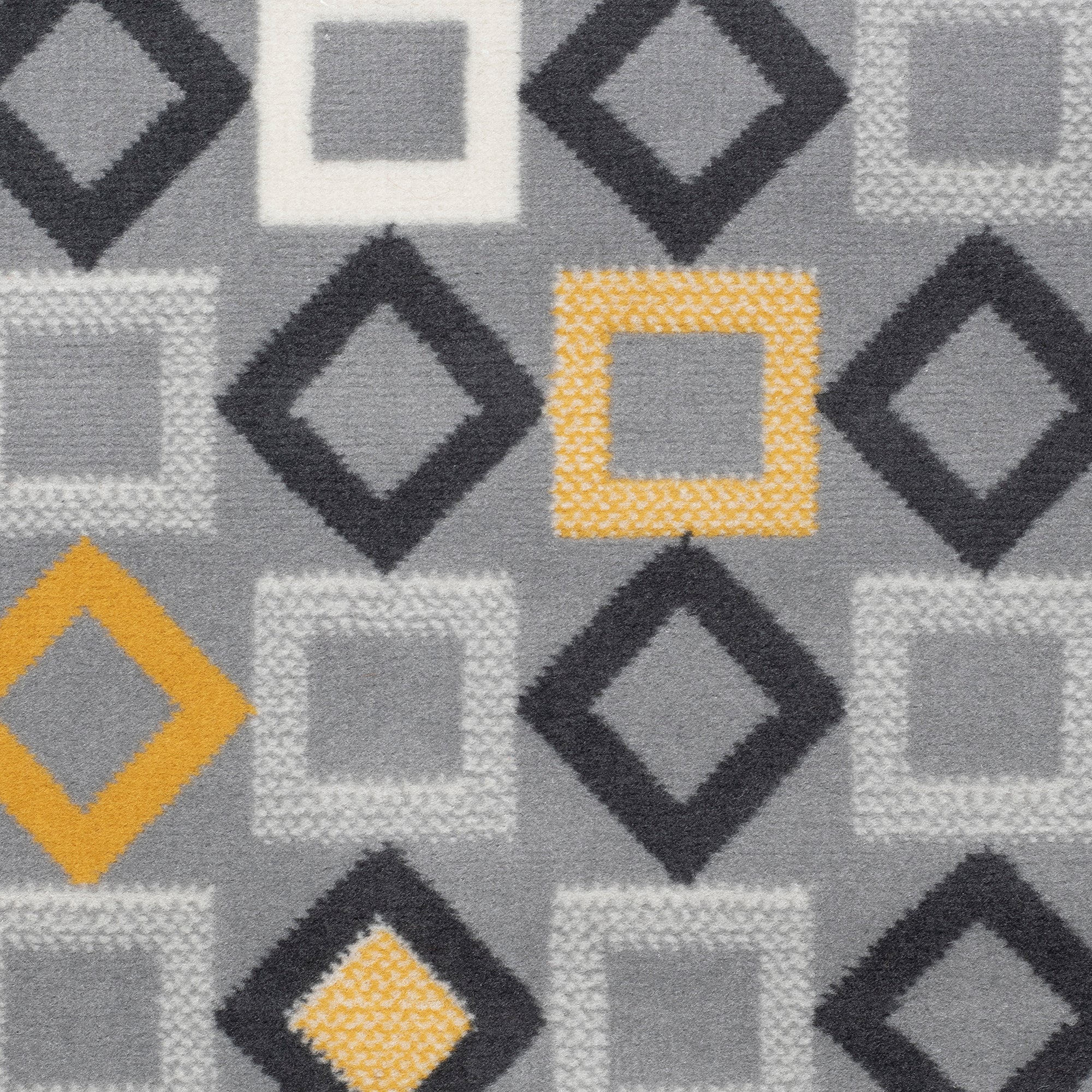 Stair Runner Hard Wearing Kitchen Mat - Texas Geometric Gold, Grey & White Stair Runner Rug Masters